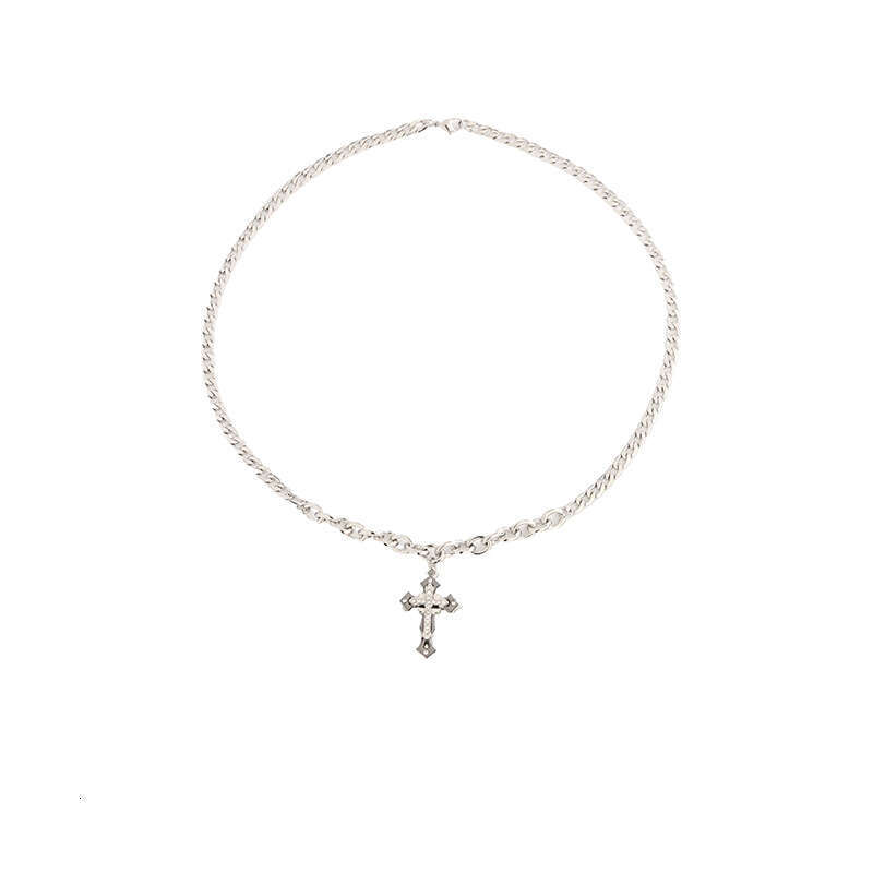 Cross Necklace Fashion Light Small Female Couple Jewelry Men's Sweater Chain INS Hip Hop Design Sense Cuba