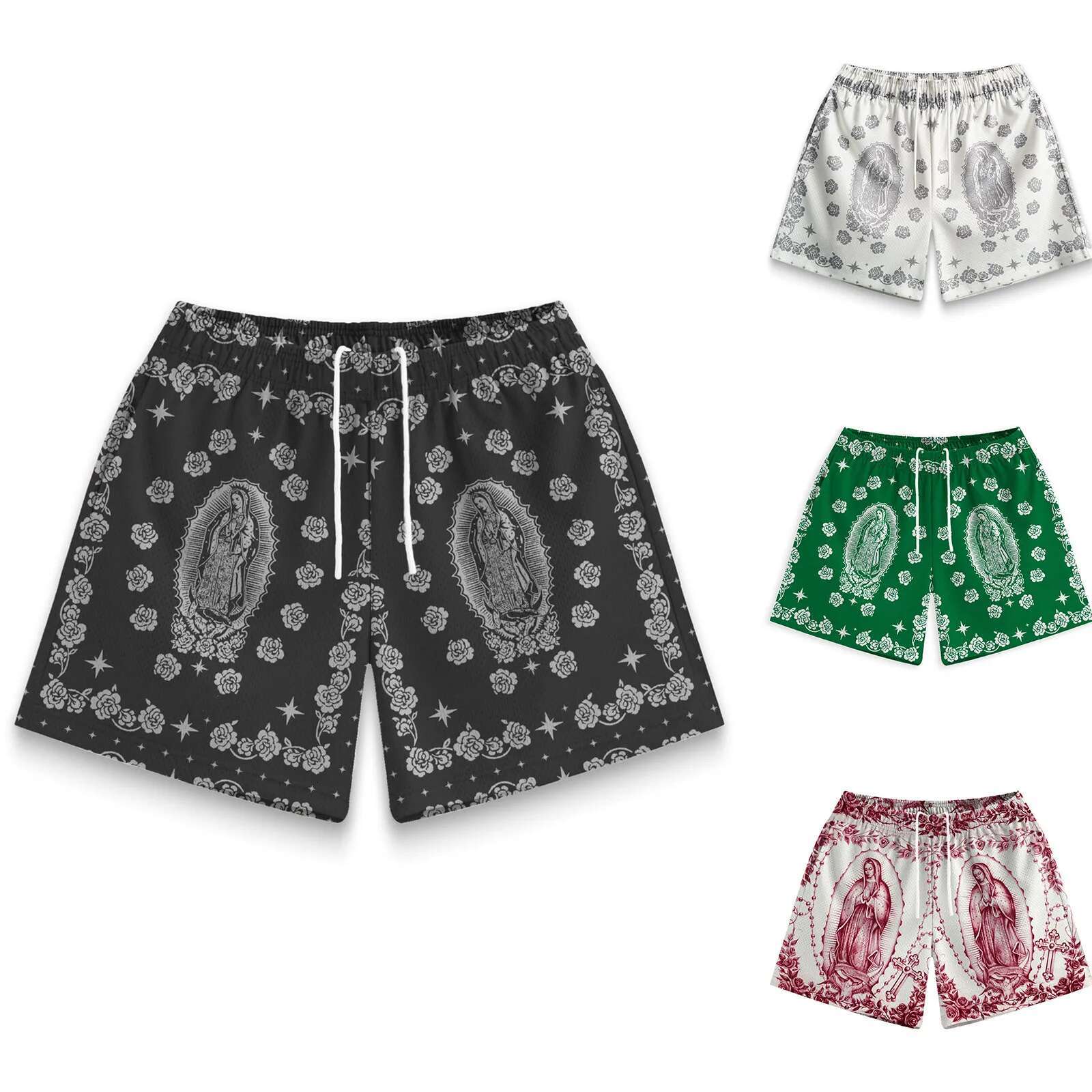 Men's New Designer Button Shorts Trendy Carnival Mesh Breathable Shorts Hip-hop Basketball Sports Shorts Men's Summer Ultra-thin Outdoor Bea