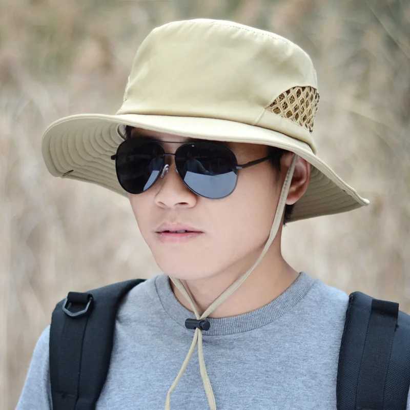 Custom Solid Color Sun Hats For Men Women Wide Brim Breathable Beach Hat Outdoor Bob Fishing Cap Male Boonie Cap Bucket Hat W250217