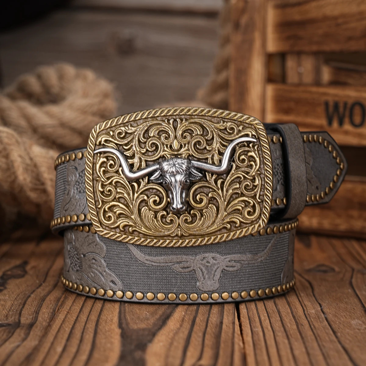 Men Women-Western-Cowboy-PU Leather-Belts - Vintage Belt Floral Engraved Buckle Belt for Jeans 250213