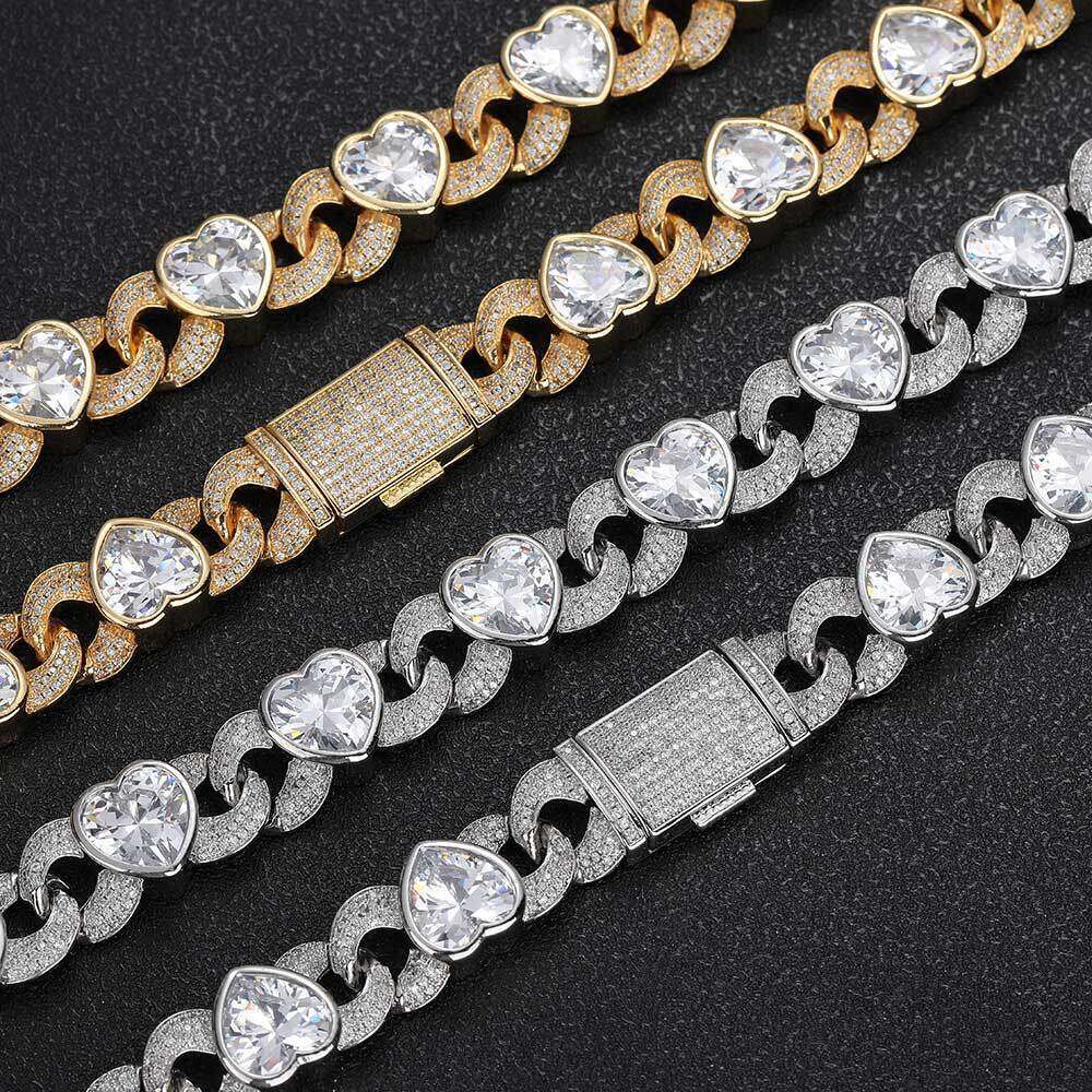 Hip Hop 12mm Love 8-e Cuban Chain Zircon Necklace Popular Jewelry Men's Bracelet