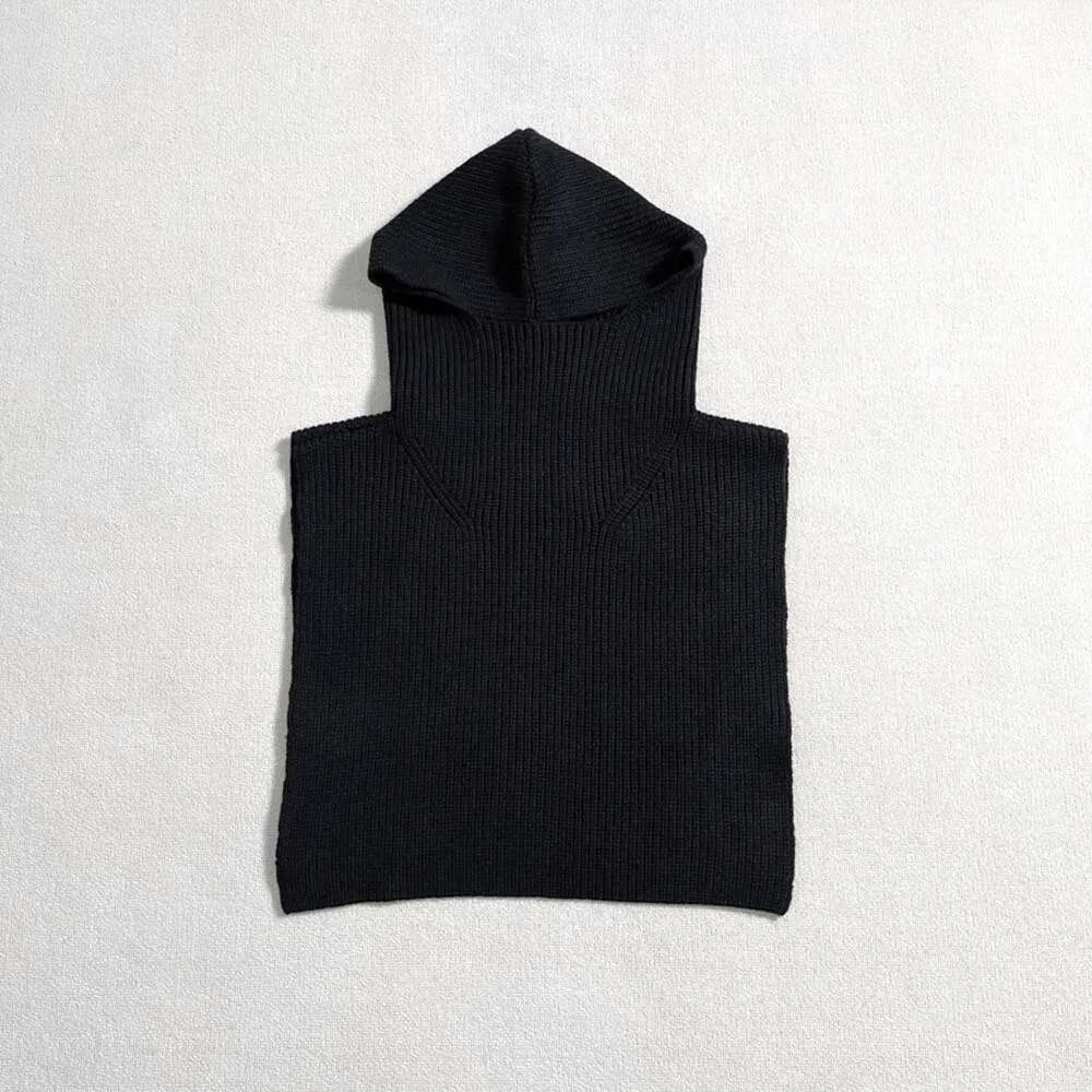 2025 Early Spring New Women Shawl Y2k Ribbed Blend Simple Fashion Hundred Knit Hooded Scarf Top