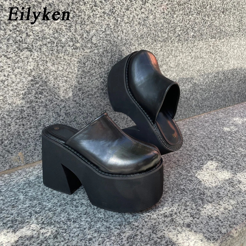Similar Big Size 43 Platform Women Slippers Fashion Chunky High Heels Sandals Roma Style Round Toe Slide Mule Shoes 250213
