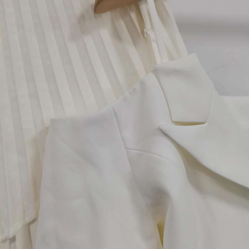 Elegant Skirts Set For Women Lapel Long Sleeve Spliced Belt Tunic Backless Coat High Waist Pleated Skirt Chic Sets Female