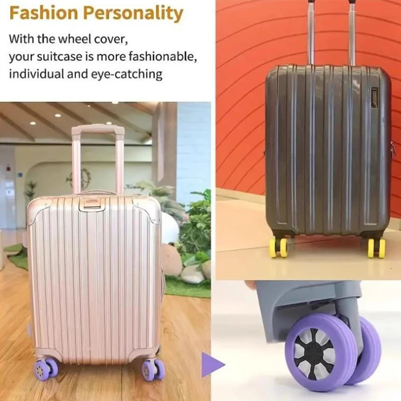 8pcs Luggage Wheels Protector Silicone Wheel Caster Shoes Travel Luggage Suitcase Guard Cover Accessories 250214