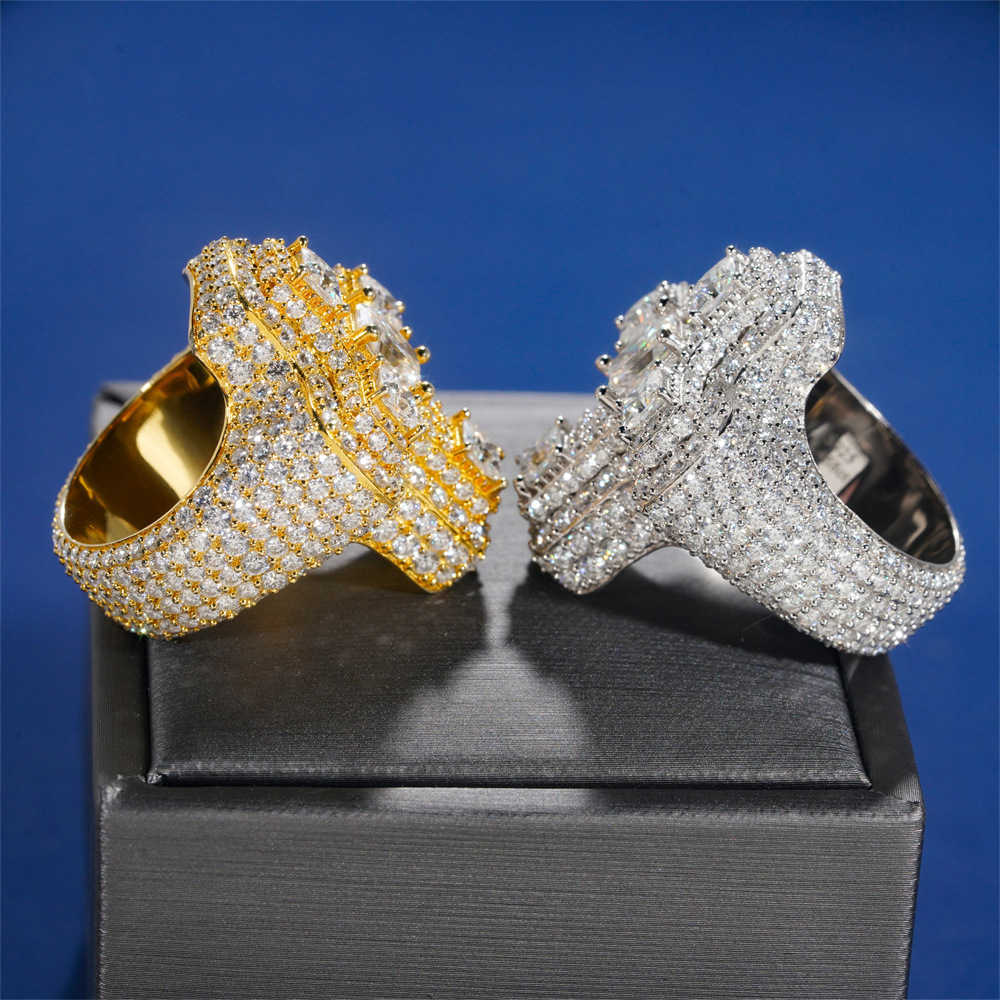 Hot selling S925 sterling silver D-color vvs moissanite ring hip-hop mens full diamond hip-hop ring accessories