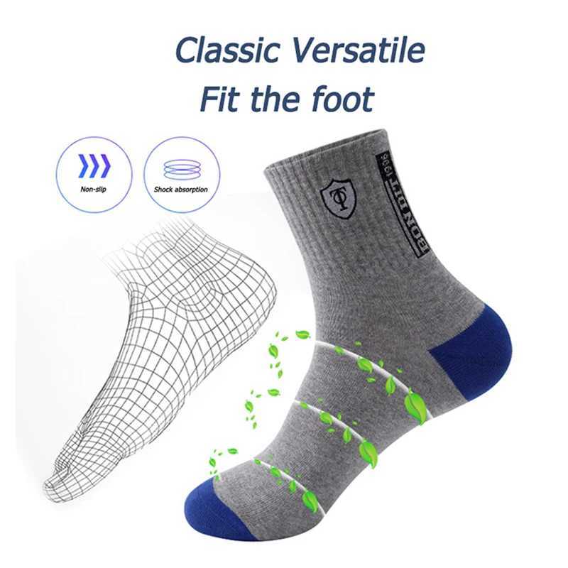 5pairs Bamboo Fiber Socks Breathable Cotton Winter Warm Letter Sports Sock Breathable Deodorant Mens Business Socks 37-45 Sox W250217