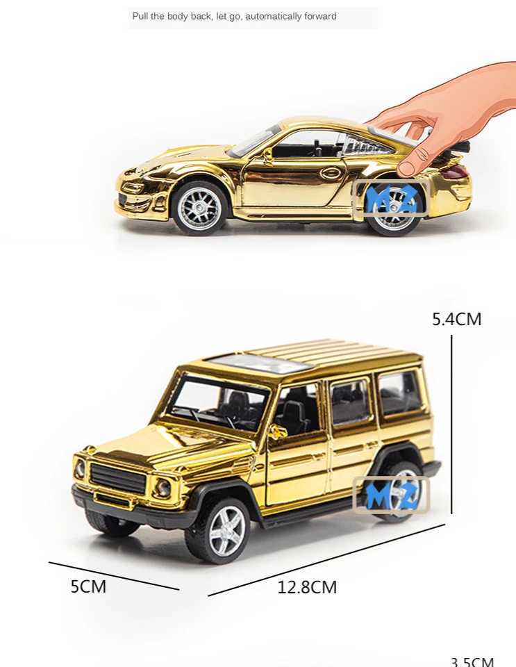 1/32 Racing Car Alloy Model Rare Pull Back Golden Car Model For Boy Birthday Gift Christmas Kids Toy Vehicles Collection GiftsT250215