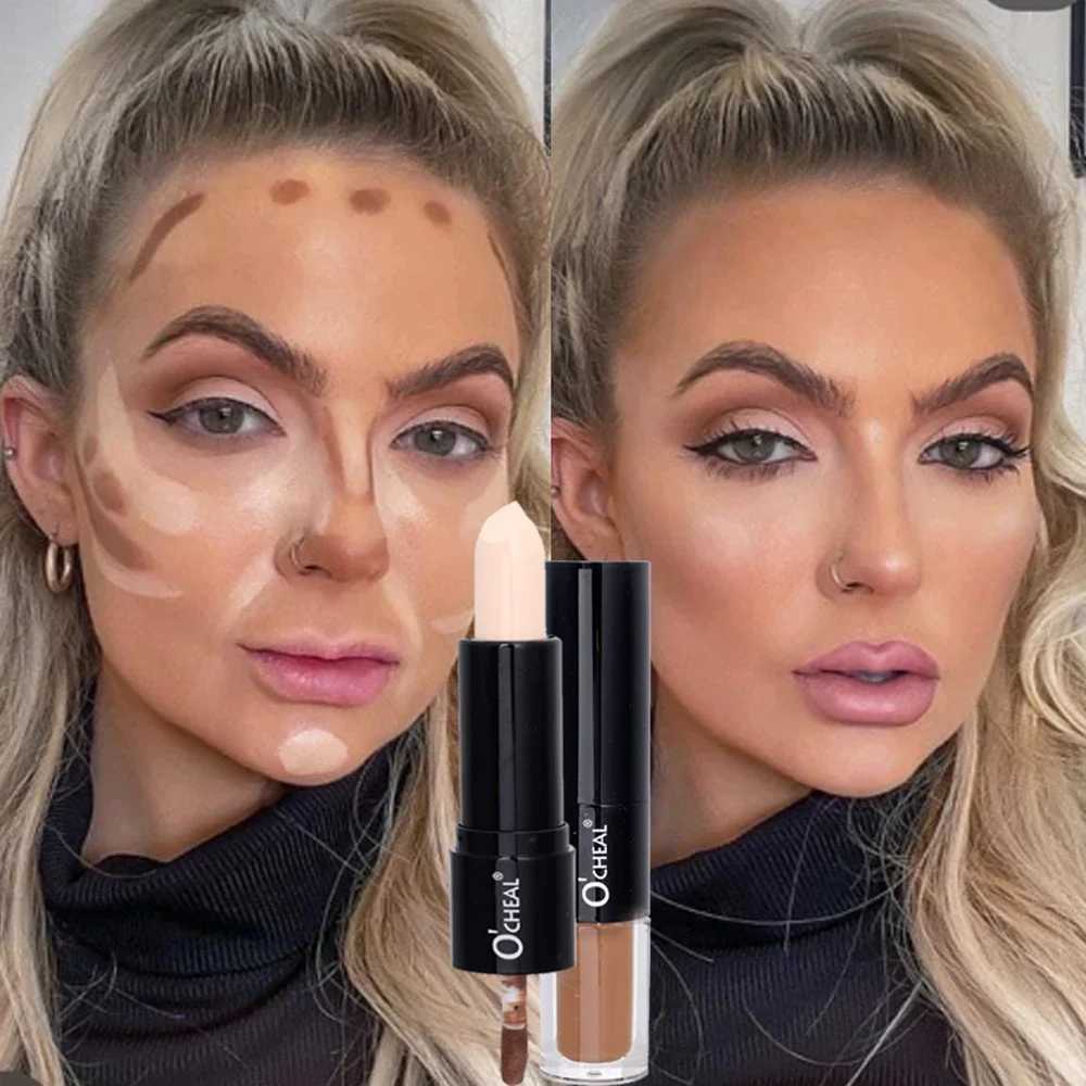 Double-end Face Contour Stick Waterproof Oil-control Concealer Pencil Facial Highlight Corrector Pen Lasting Makeup CosmeticsW250217