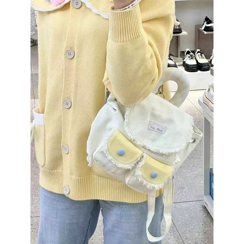 Designer bag Sanfu Same Style Backpack Japanese and Korean College Style Girl Colorful Grid Small Backpack Macaron Color Leisure Backpack Y250217