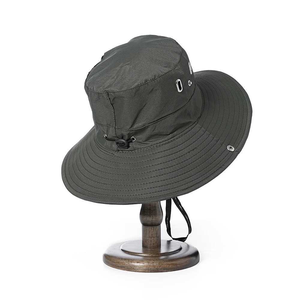 Summer Bucket Hat Cowboy Men Outdoor Fishing Hiking Beach Hats Mesh Breathable Anti UV Sun Cap Large Wide Brim W250217