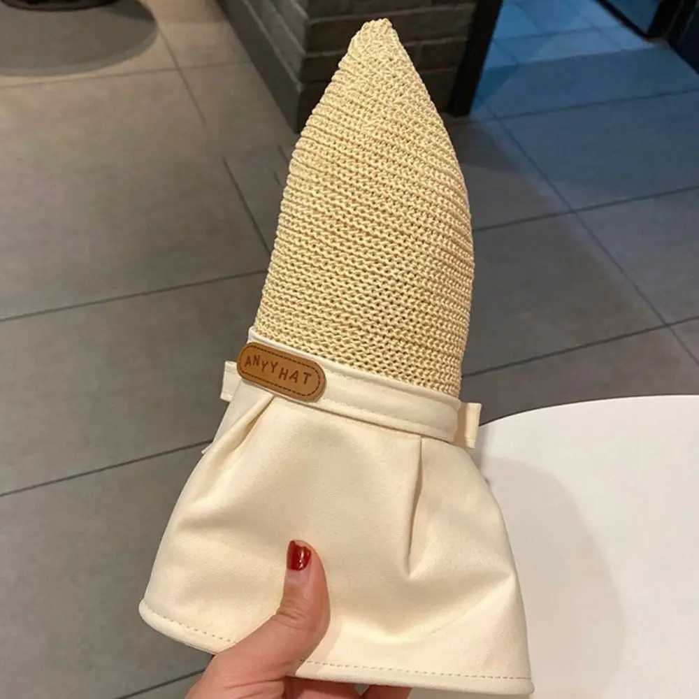 Summer womens bucket hat Versatile UV protection wide Brim beach sun hat bow Panama hat outdoor travel ponytail hat W250217