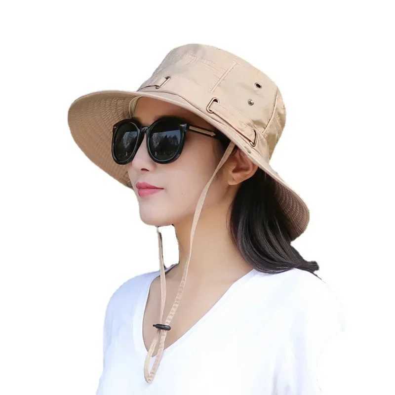 Unisex Summer Sunscreen Wide Brim Bucket Hats Women UV Protection Waterproof Panama Caps Hunting Sun Fisherman Hat for Mens Bob W250217