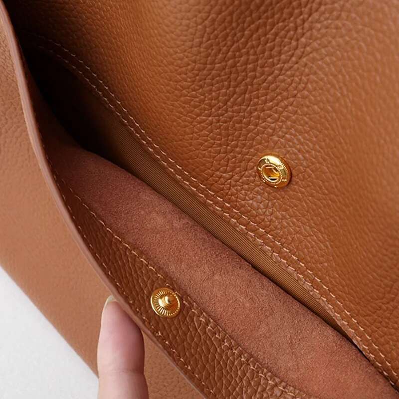 2023 New Women Bag Female Shoulder Bags Lady Soft 100% Cowhide Genuine Leather Niche Design Tote Bucket Handbag