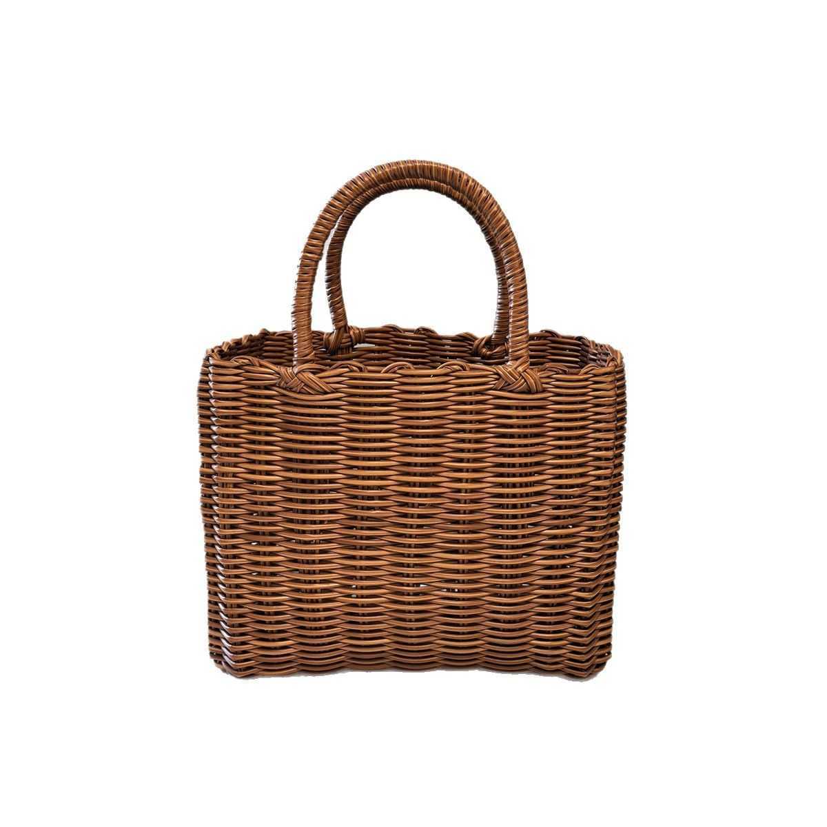 Designer bag Plastic woven vegetable basket hand-held basket souvenir packaging handbag gift basket womens imitation rattan basket shower basket Y2502