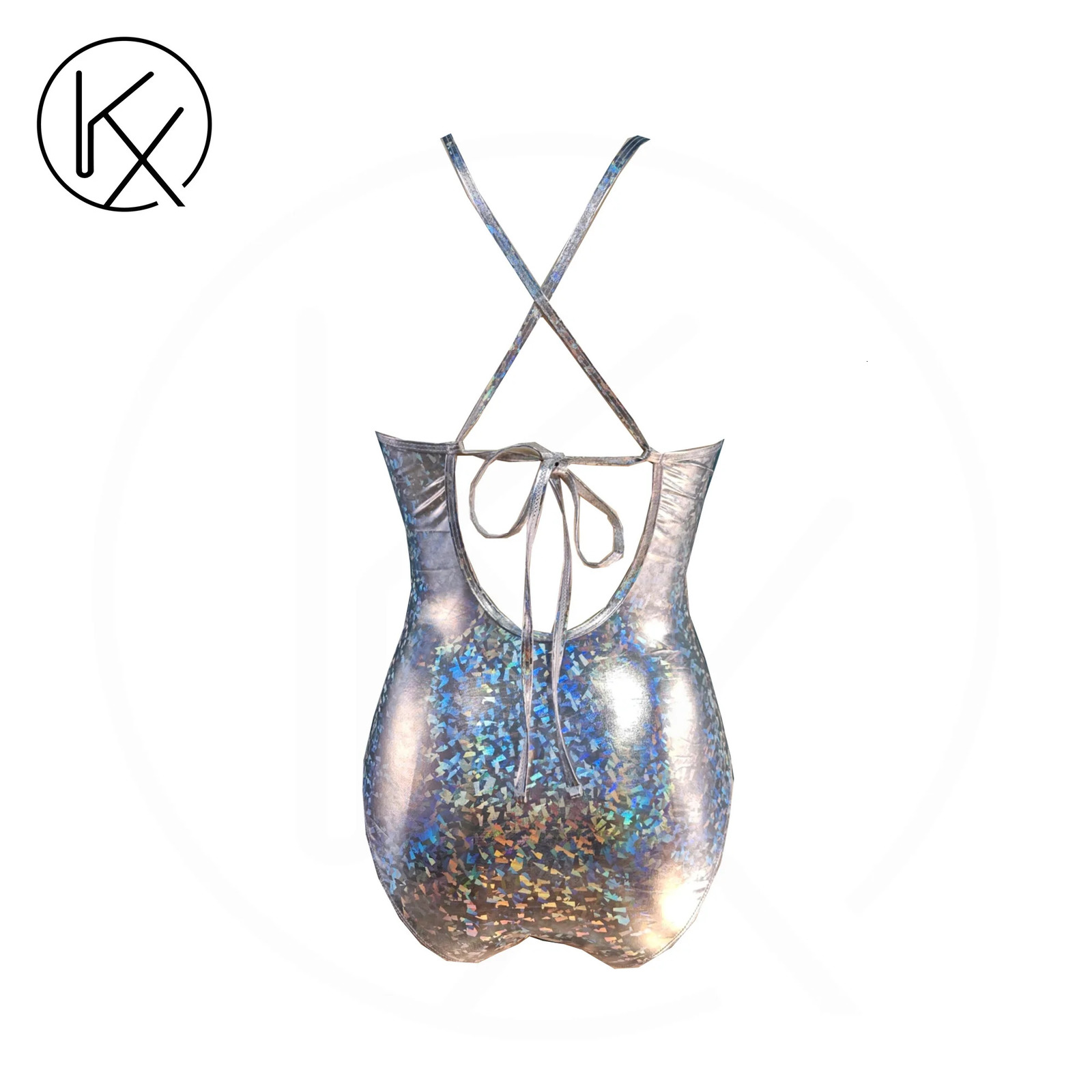 kaixiggmm Womens onepiece swimsuit sexy backlesssilveryhigh gloss shiny leather effect super water tender student set 250214