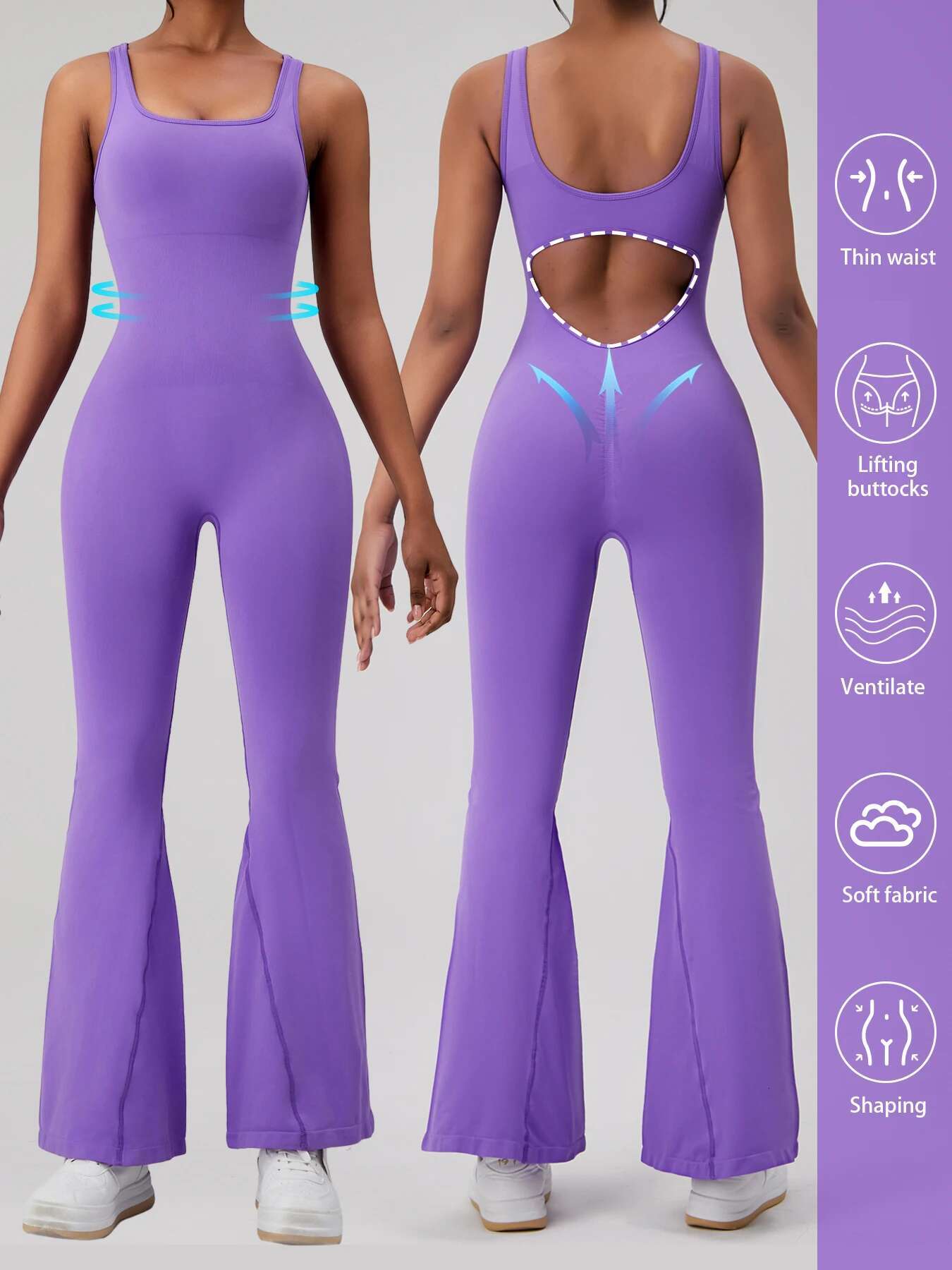 Women's Flared Pants Yoga Bodysuit Sexy Backless Gym Tight Breathable Hip Lifting Fiess Clothing Top Sportswear