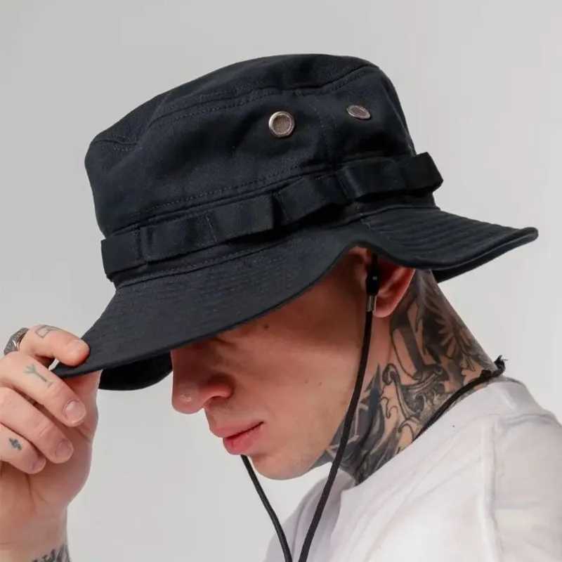 Newest Four Seasons Cotton Solid Bucket Hat with Small Pocket Fisherman Hat Outdoor Travel Sun Cap for Men and Women W250217