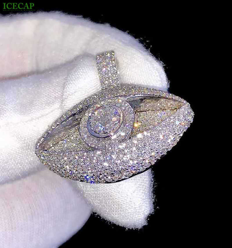 Icecap Fashion Jewelry Eye Moissanite Pendant VVS Diamond Pendant 925 Sterling Silver Hip Hop Pendant Custom Moissanite Necklace