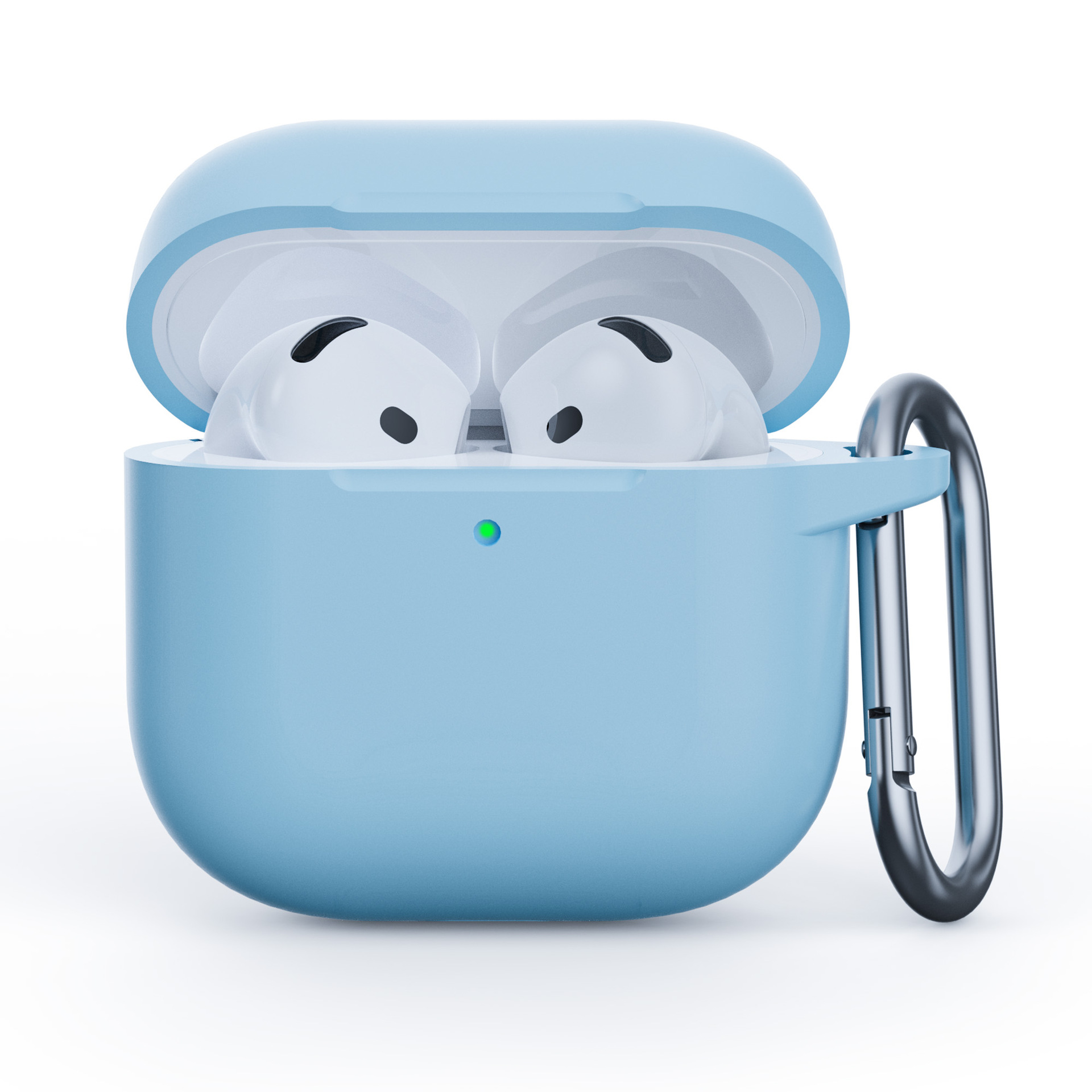 For Airpods 4 Soft Silicone Skin Case Cover 2MM Thickness Shock-Absorbing Protective Case with Keychain for Airpods Pro 2