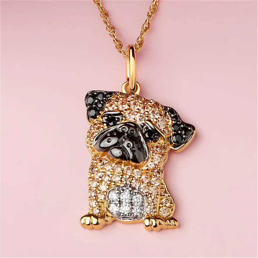Temu Hot Selg Cute Shy Haba Dog Pendant Exquisite Environmental Protection Zinc Alloy Die Casting Necklace