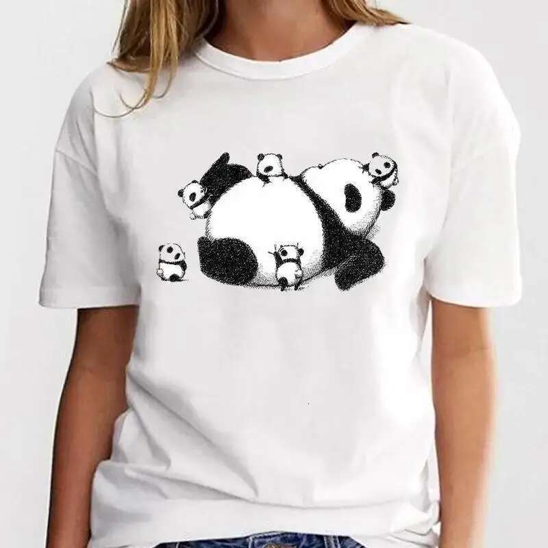 New Panda Lovely Cute T-Shirt Clothing Cartoon Graphic Print Short Sleeve Fashion Casual Plus Size T Shirt Women