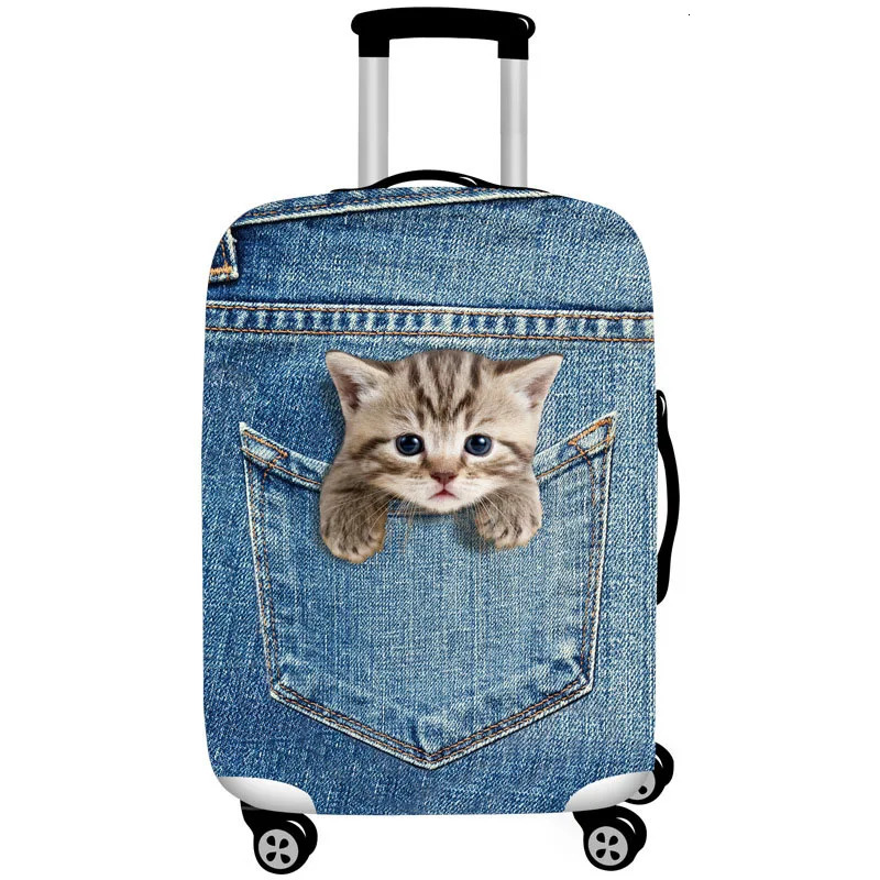 3D Cute Cat Luggage Cover Thicken Elastic Luggage Protective Cover Travel Accessories for 18-32 Inch Trolley Case Cover 250214