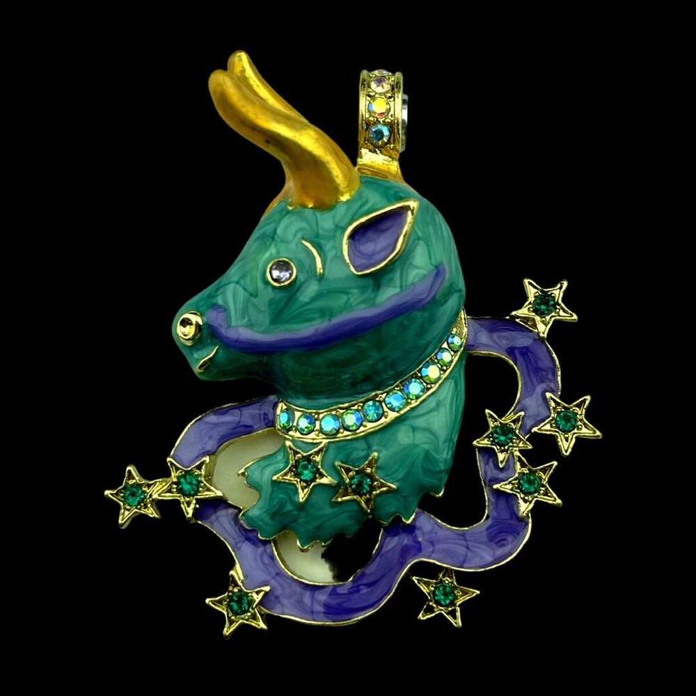 Vintage vintage enamel drop glazed Czech dia inlaid with twee constellations magnetic pendant