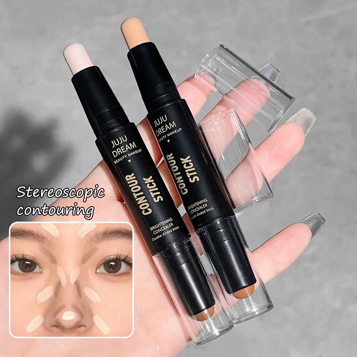 Dual-purpose Highlighters Contour Stick Matte White Brightening Trimming Nose Shadow Three-dimensional Facial Concealer CreamW250217