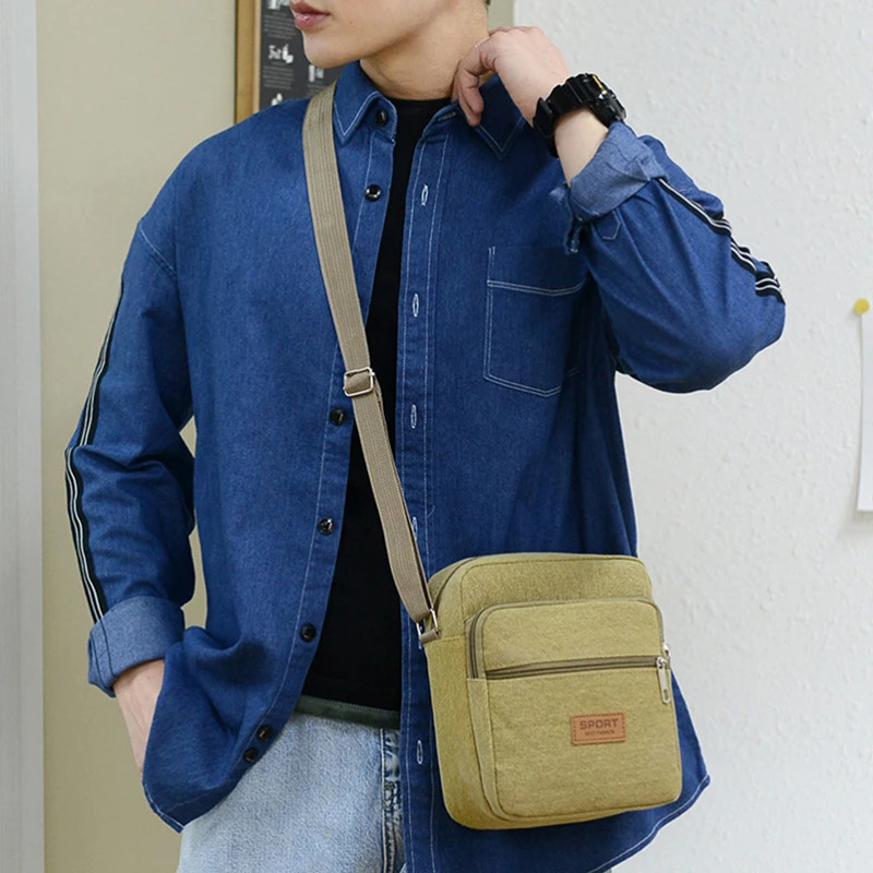 Mens Sidebag For Business Crossbody Bag Fashion Korean Version Canvas Large Capacity Single Shoulder Messenger 250118