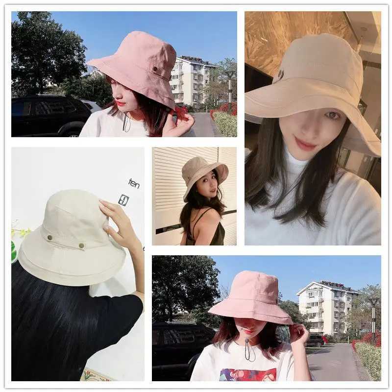 ENJOYFUR Summer Cotton Sun Hats For Women Wide Brim And Breathable Bucket Hats Youth Fashion Caps W250217