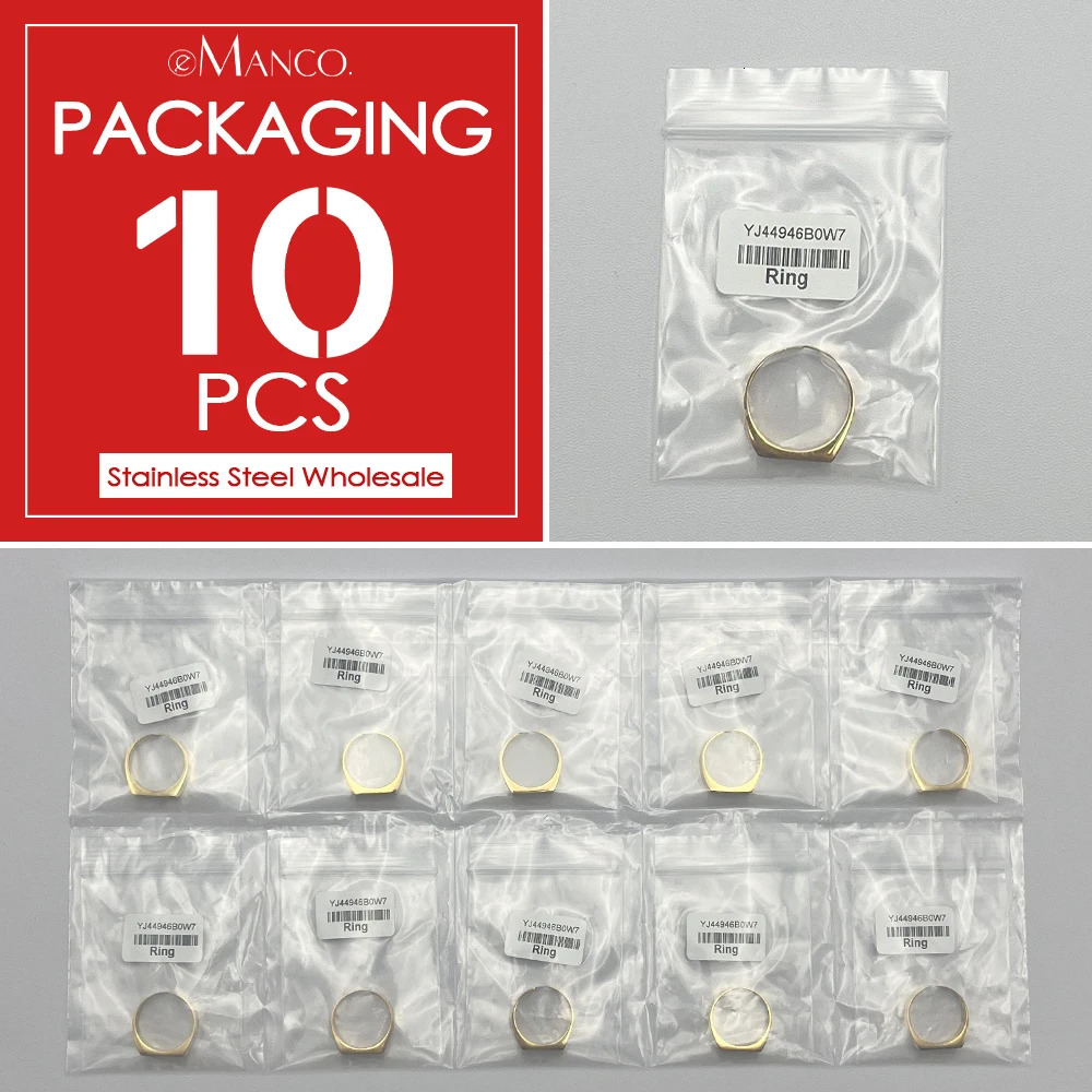 ELANDIS 10PCS Simple Mens Open End Rings Classic Stainless Steel Gold-Plated Fashion Rings Wholesale 250213