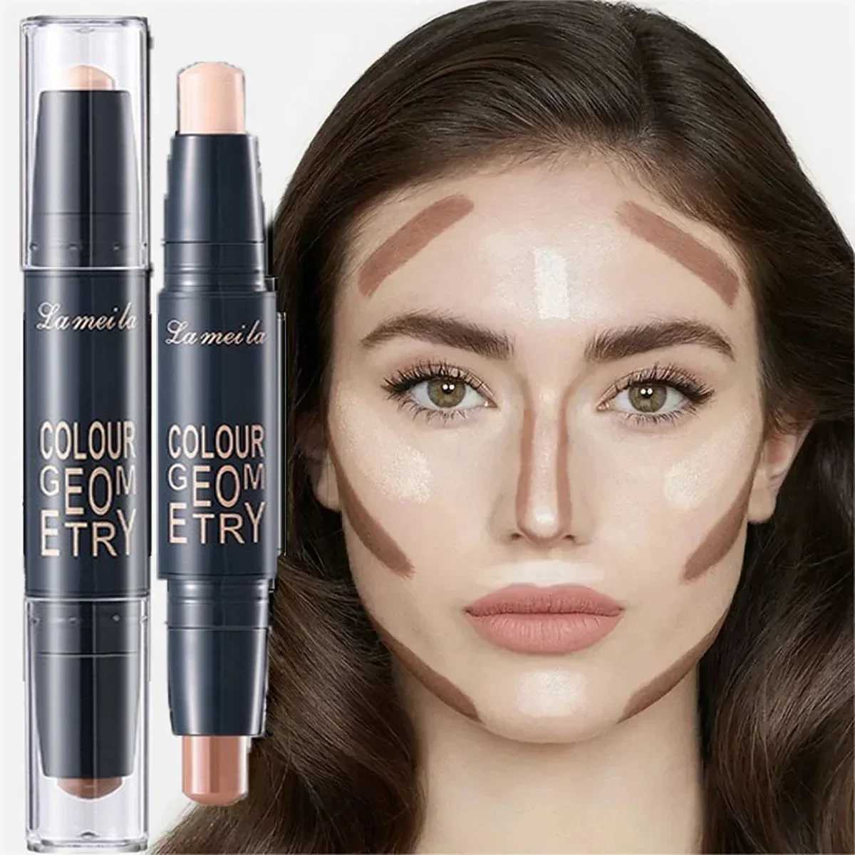 Double Head Contour Face Foundation Concealer Pen Long Lasting Dark Circles Corrector Contour Concealers Stick Cosmetic MakeupW250217