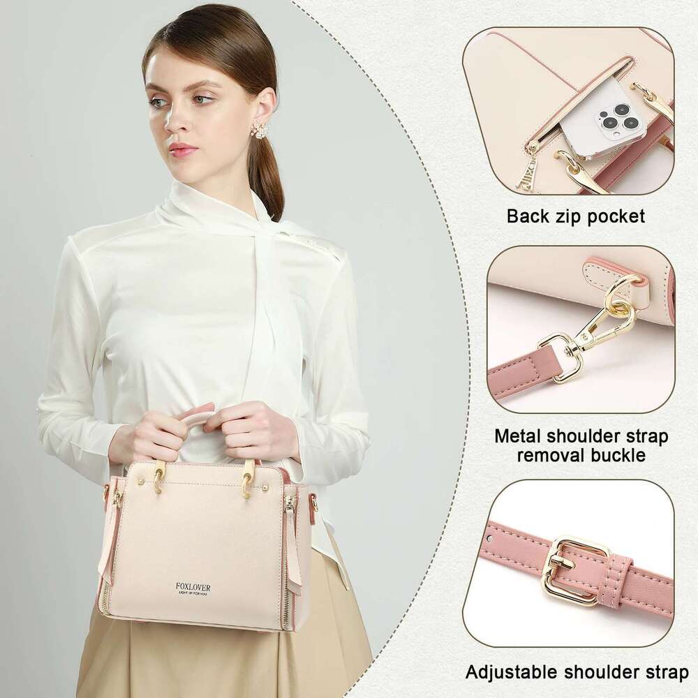 FOXLOVER Women Leather Shouder Handbag Casual Tote Lady Fashion Designer Bag Valentine's Day Gift For Wife, Lover