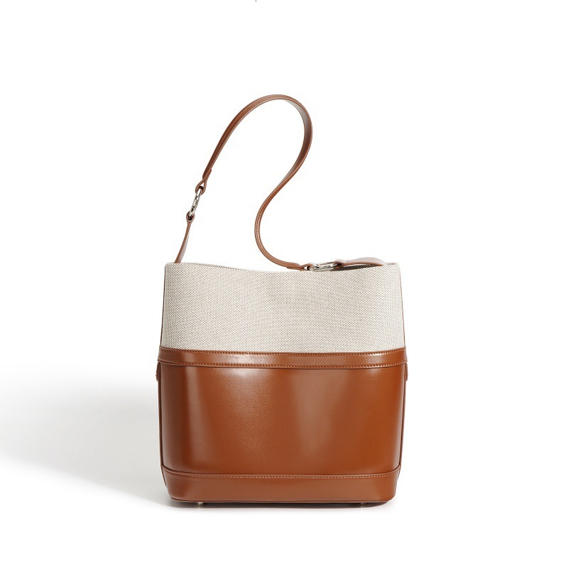 Bag 2025 Spring/Summer New Korean Versatile Commuter Women's Large Capacity Canvas Splicing Single Shoulder Underarm Bucket Bag