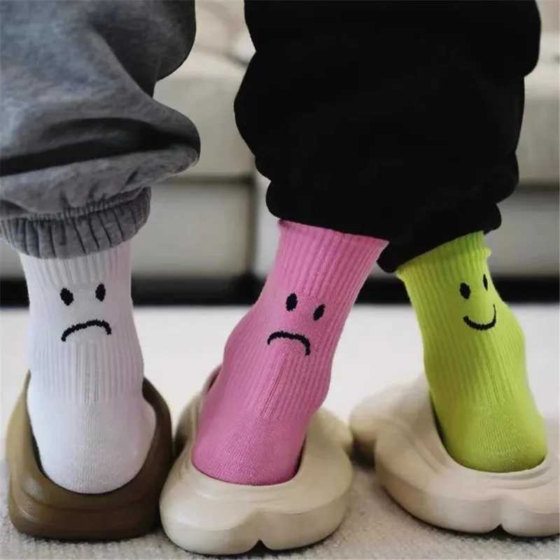 New Tide Brand Behind Crying Face A B Socks Creative Funny Sports Pure Color Couples Socks Tide Cotton Socks Men Women W250217