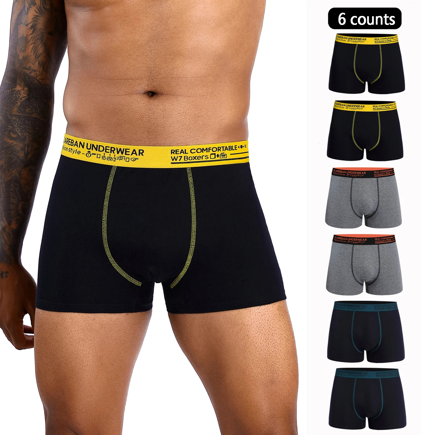 6pcs Pack Fashion Style Men Panties Cotton Underwear Male Boxer And Underpants For Homme y Set Shorts Box Slips 250214