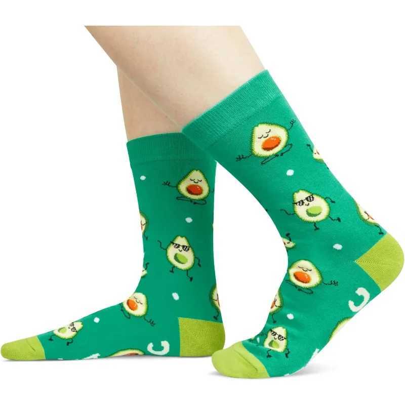 A pair of socks mens cartoon avocado street clothing hip-hop funny Harajuku socks new W250217