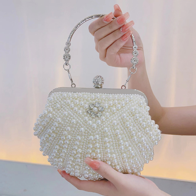 New pearl clutch bag banquet evening bag rhinestone handbag