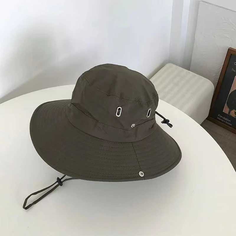 Summer New Solid Womens Fighting Hat Mens Hat Sunscreen Panama Sunhat Hiking Fishing Hat Bob Femme Gorro W250217