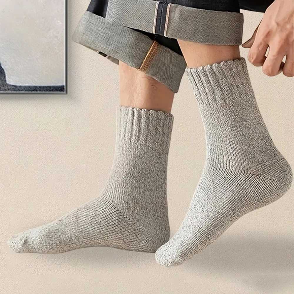 3/5 pairs of mens thick woolen socks autumn and winter stockings warm towels crew socks Christmas gifts W250217