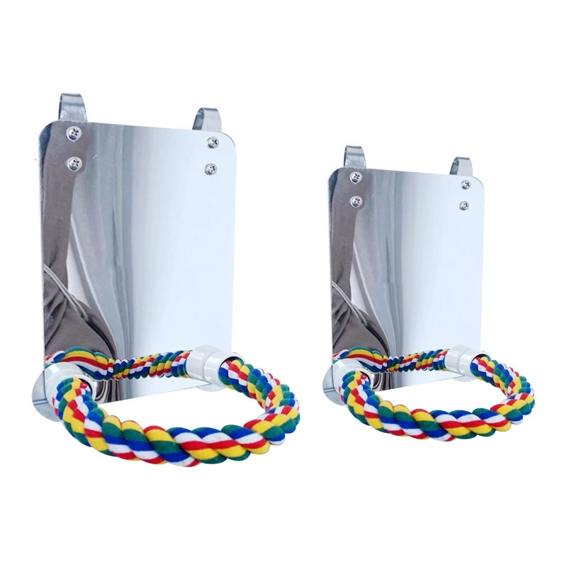Parrot Toy Acrylic Bird Mirror with Rope Perches Toys Bird Swing Comfy Perch for Parakeet Cockatiel Conure Lovebirds Canaries 250206