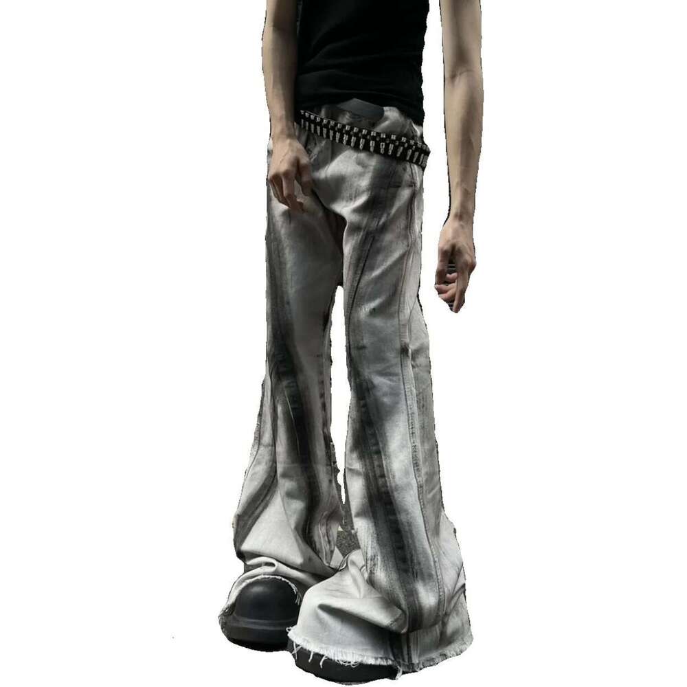 Women's Grey Gothic Bow Flare Jeans Haruku Aesthetic Y2k Denim Trousers High Waist Cowboy Pants Vintage 2000S Trashy Clothes