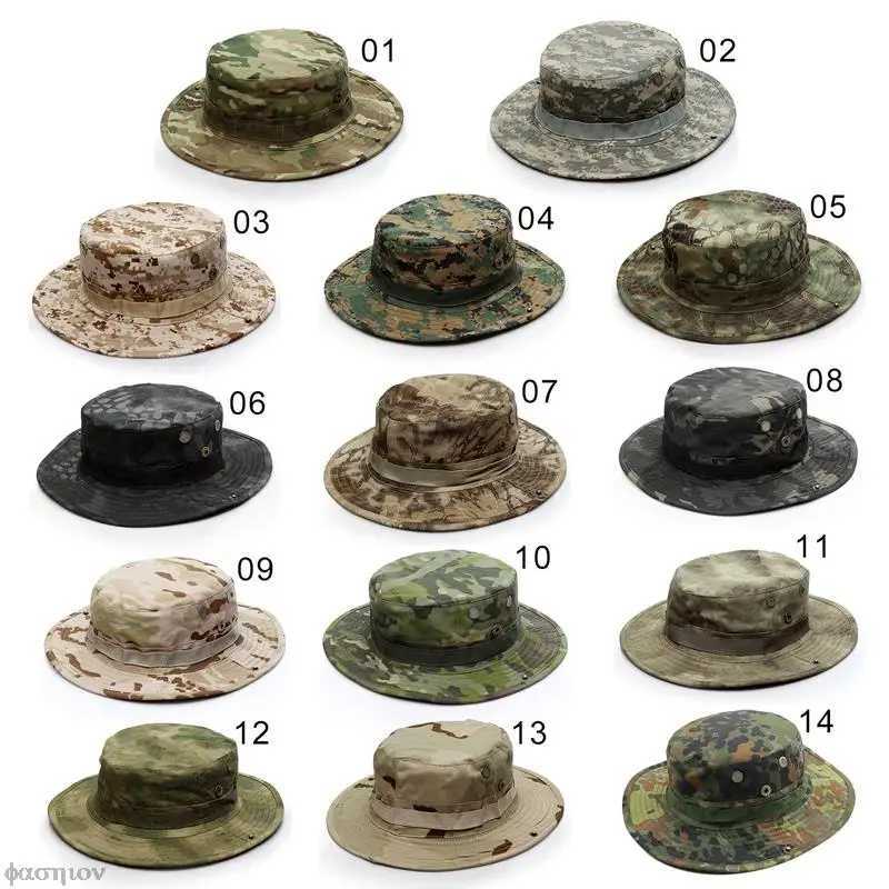 Sunshade Sun Visors bucket tactical hat sports camping hunting hiking Bob wide Brim Bonnie hat summer camouflage fishing hat W250217