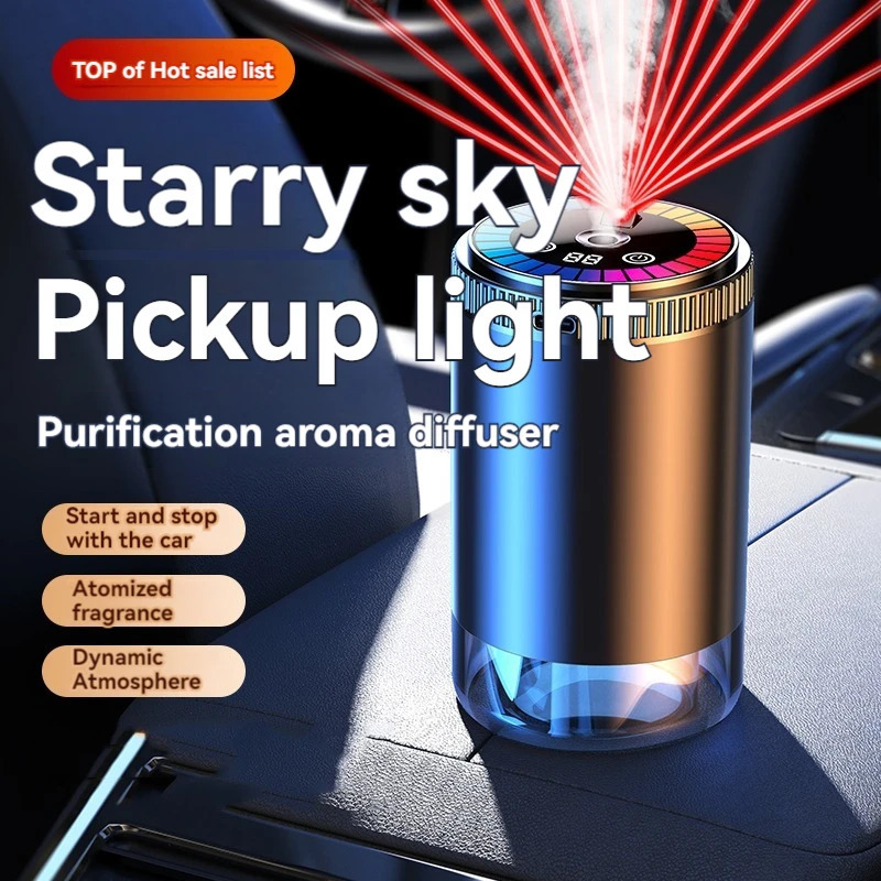 Smart Car Air Freshener Rechargeable Aroma Diffuser 5 Levels of Adjustable Intelligent Diffuser Pickup Light Starry Sky Summit 250214
