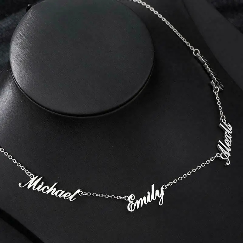 Personalized Custom Name Necklace Stainless Steel Multiple Names Nameplate Pendant Necklaces for Women Jewelry Gifts 250210