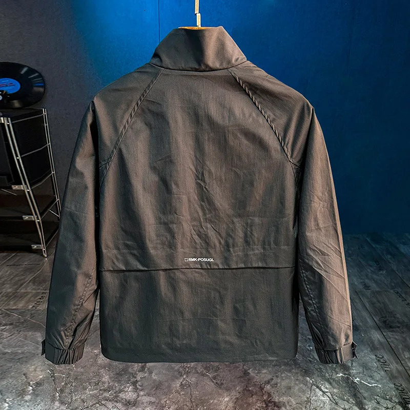 Autumn Mens Stand Collar Windproof Coat Trendy SlimFitting Workwear Jacket ThreeDimensional Patchwork Pocket Winter 250210