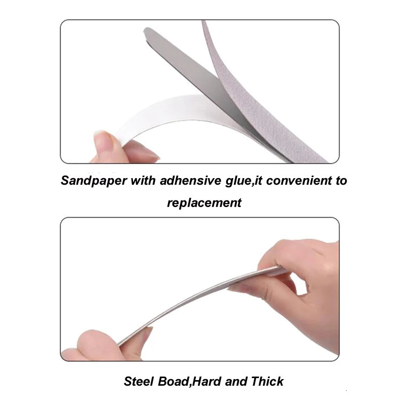 100Pcs/Lot Moon Replacement Sandpaper Files 80 100 180 240 With Metal Handle Grey Replaceable Files For Saws Removable Pads Set 250214