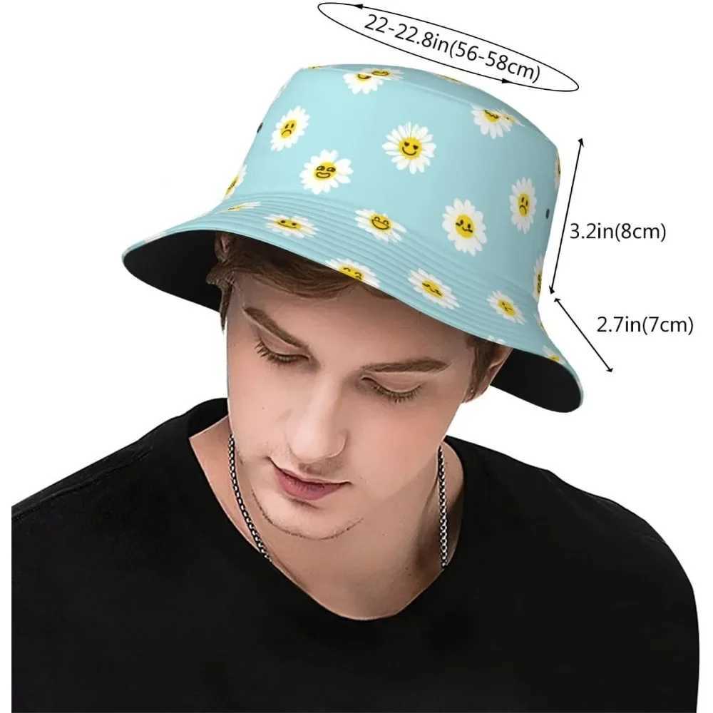 White Daisy Fisherman Cap Hip Hop Hats Summer Unisex Printing Bucket Hat Outdoor Gardening Beach Camping Hiking Fishing Caps W250217