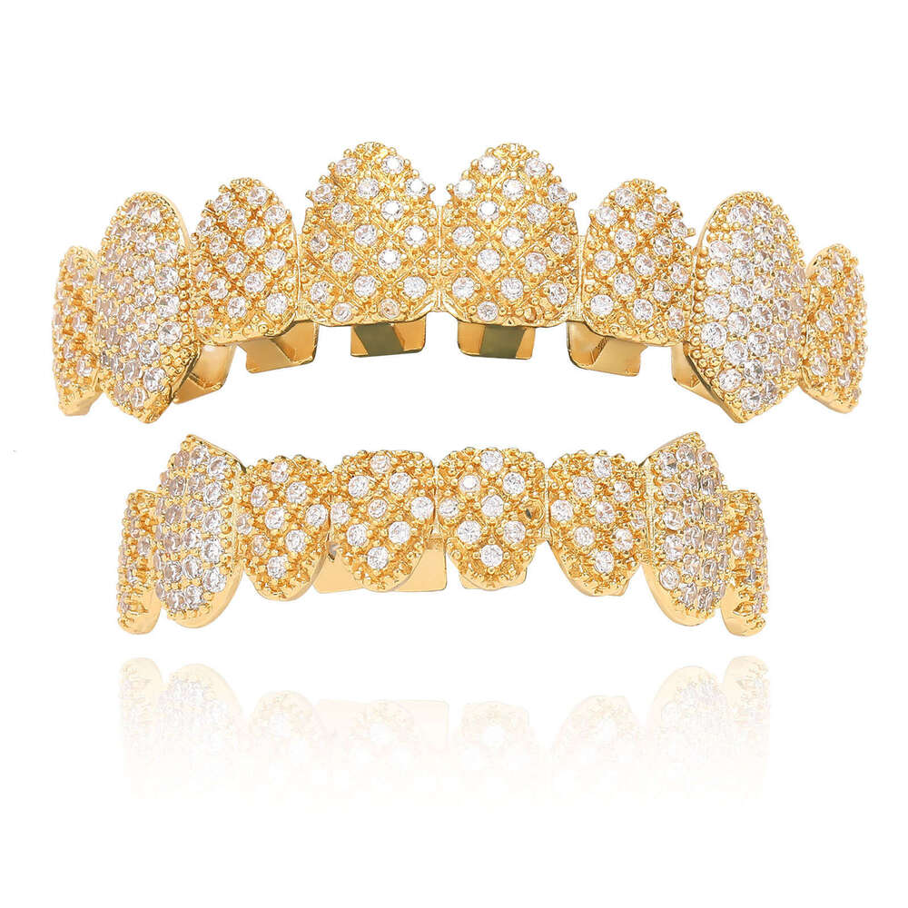 Hip hop with eight s teeth and micro inlaid Moissanite Halloween decoration, gold personalized creative accessories for braces